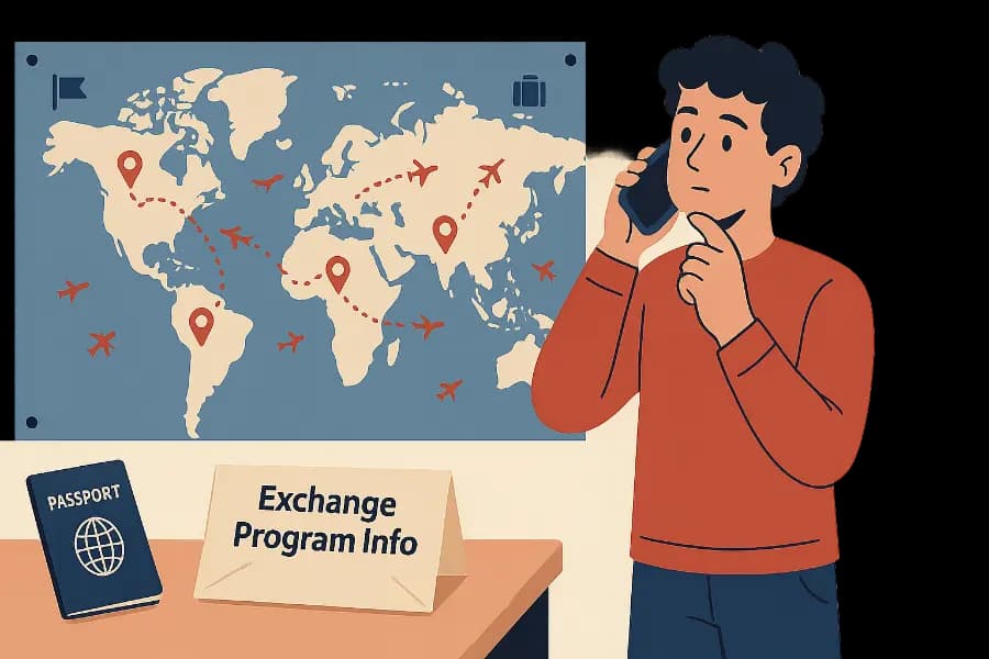 Illustration for MA1: Telefongespräch über Austauschprogramm