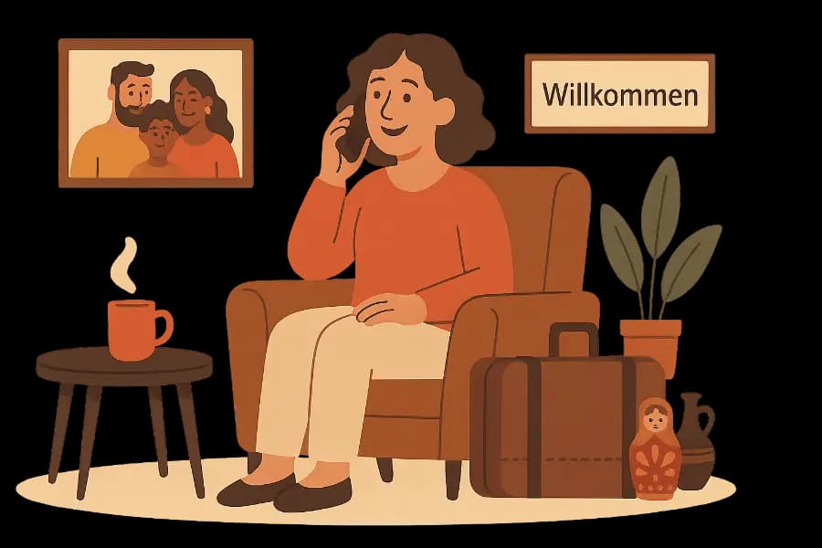Illustration for MA1: Telefongespräch über Gastfamilie