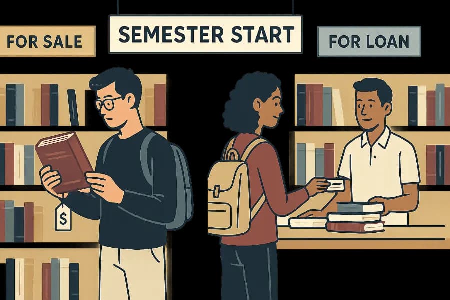 Illustration for MA7: Lehrbücher kaufen oder ausleihen?
