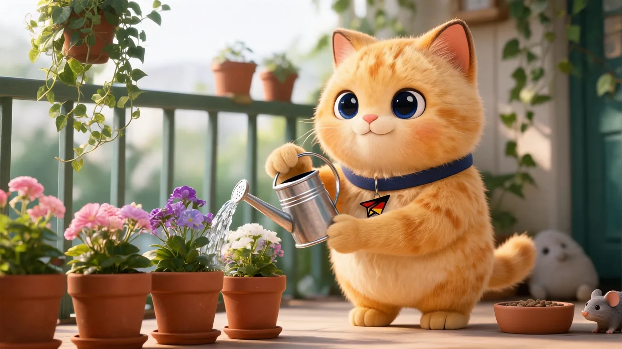 Nachbarschaftshilfe: Katze und Blumen
